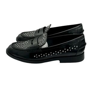 New‎ in Box, Bloomingdale’s Aqua Black Studded Slip-On Penny Loafers